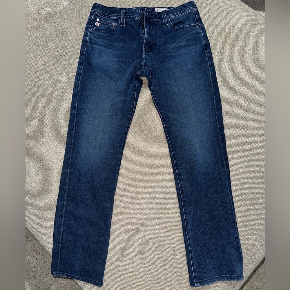 AG Adriano Goldschmied Dark Blue Straight Jeans 32x34